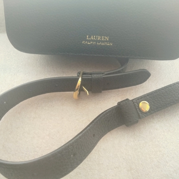 Ralph Lauren Gold Logo Black Leather Bag - Picture 10 of 12